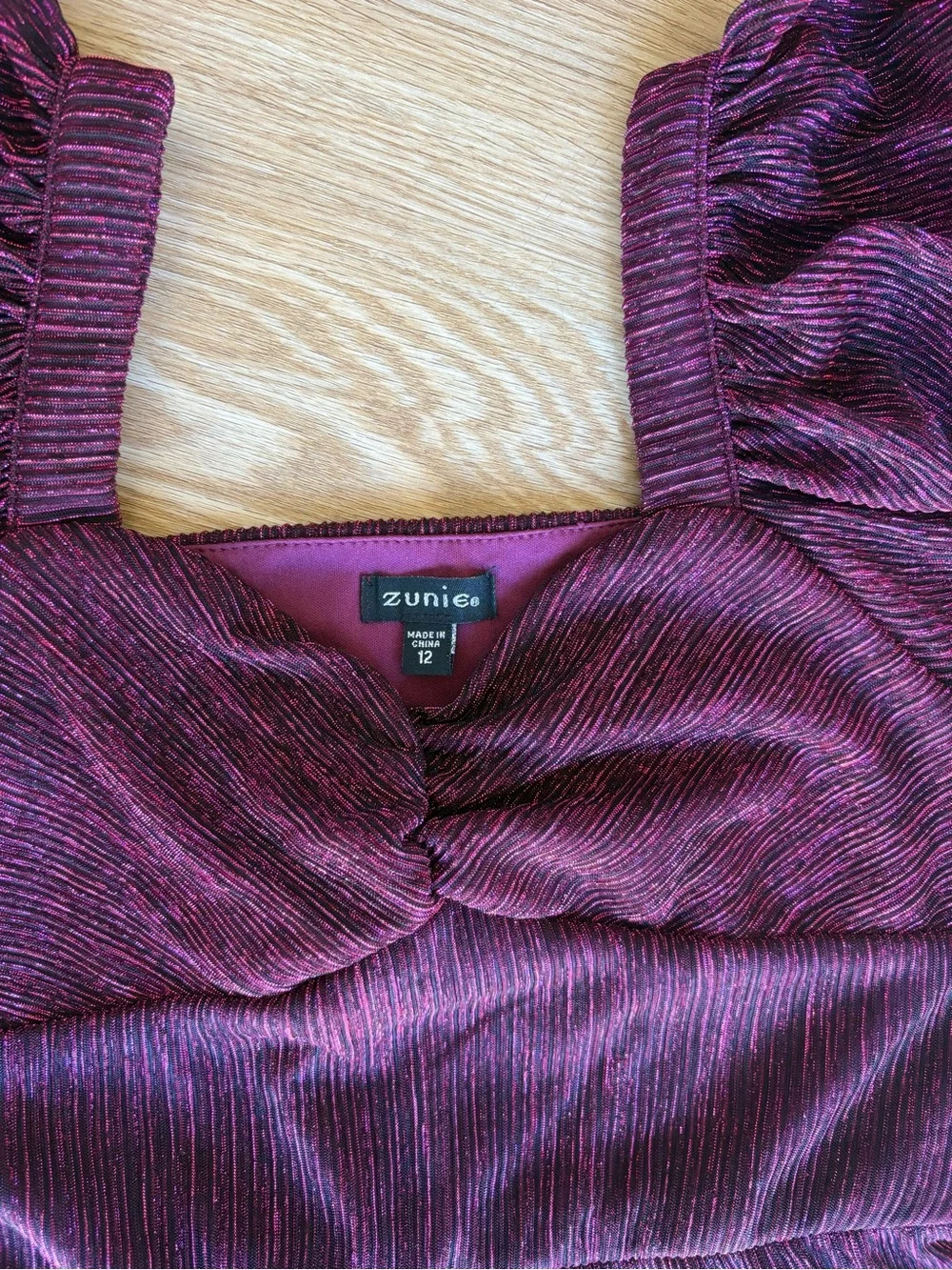 Girls' maroon/Purple Party Dress with Flutter Sleeves